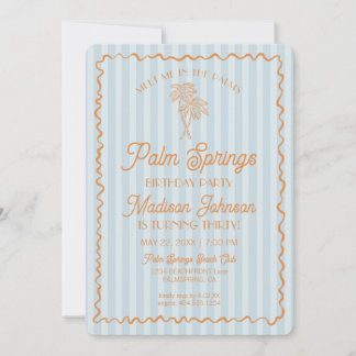 Blue Palm Springs Pastel Beach Geburtstagsparty Einladung