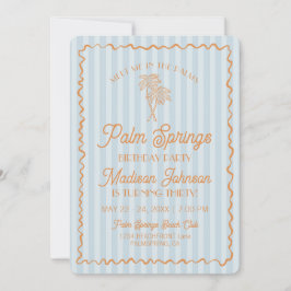 Blue Palm Springs Pastel Beach Geburtstagsparty Einladung
