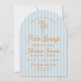 Blue Palm Springs Pastel Beach Geburtstagsparty Einladung