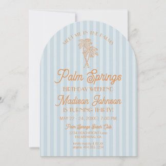 Blue Palm Springs Pastel Beach Geburtstagswoche Einladung