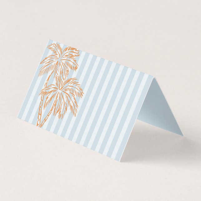 Blue Palm Springs Pastel Beach Party Platzkarten (Vorderseite)