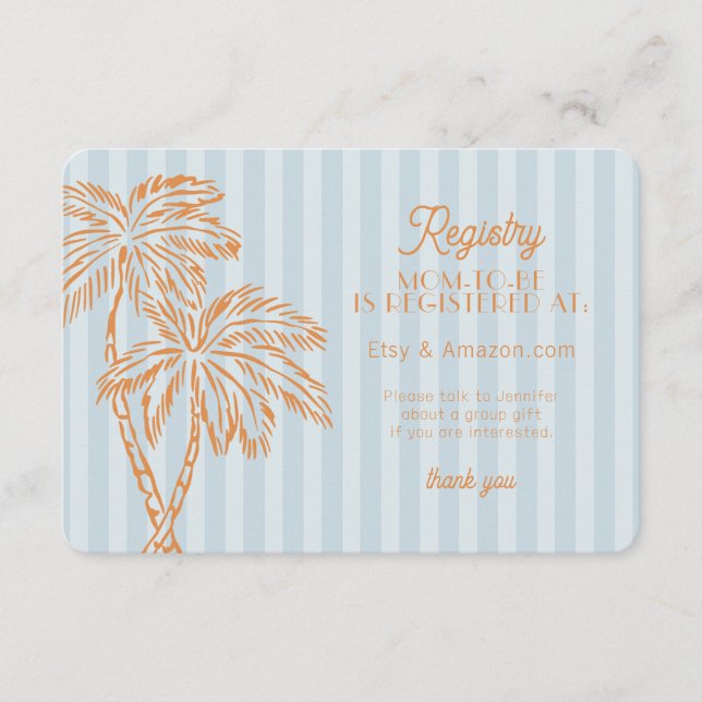 Blue Palm Springs Pastell Beach Registry Insert (Vorderseite)