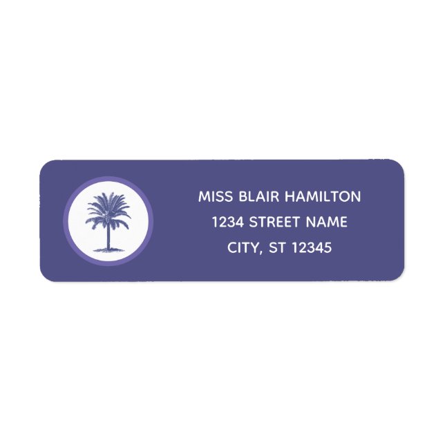 Blue Palm Tree Address Labels (Vorne)