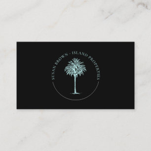 Blue Palm Tree Logo Business Card Visitenkarte