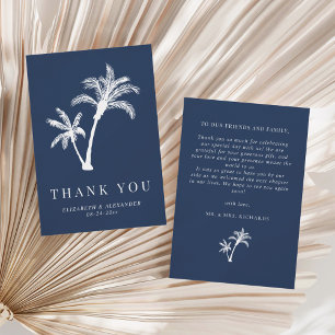 Blue Palm Tree Tropical Beach Hochzeit Dankeskarte