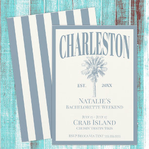 Blue Palm Trees Charleston Coastal Bachelorette Einladung