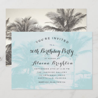Blue Palm Trees Custom Geburtstagsparty Einladung