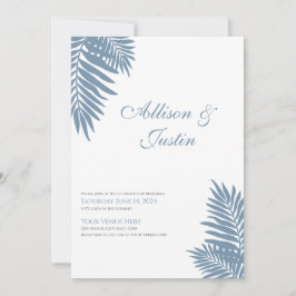 Blue Palm Wedding Einladung 5 x 7