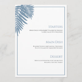 Blue Palm Wedding Menu 5"X7" Menükarte