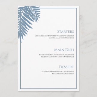 Blue Palm Wedding Menu 5"X7" Menükarte