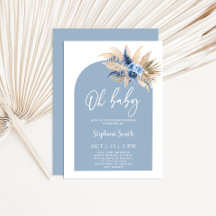 Blue Pampas Grass Baby Shower Boy Einladung