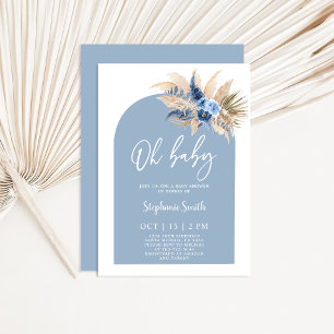 Blue Pampas Grass Baby Shower Boy Einladung