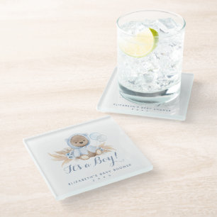 Blue Pampas Grass Boho Bear Baby Dusche Untersetze Glasuntersetzer