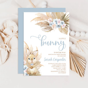 Blue Pampas Grass Boy Bunny Baby Dusche Einladung