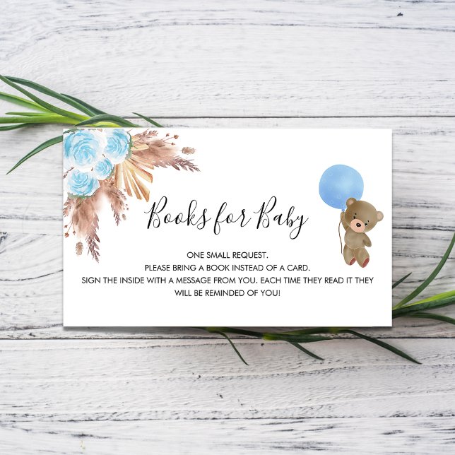 Blue Pampas Teddy Junge Babydusche Anfrage Begleitkarte (Von Creator hochgeladen)