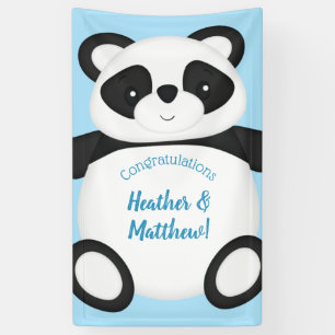 Blue Panda Bear Baby Dusche Banner