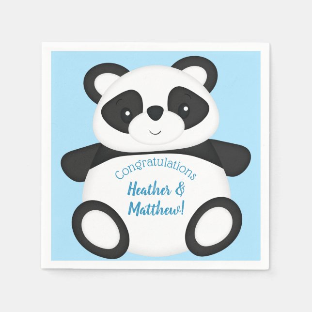 Blue Panda Bear Baby Dusche Serviette (Vorderseite)