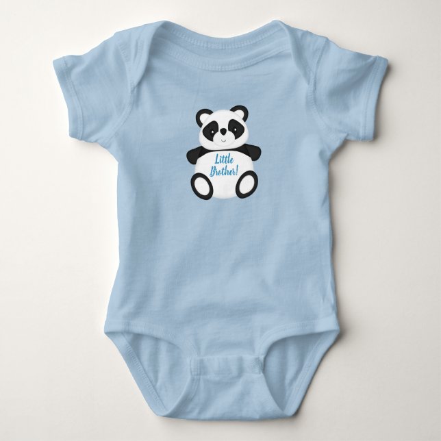 Blue Panda Bear Baby Dusche Strampler (Vorderseite)