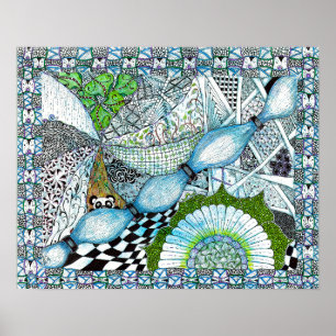 Blue Panda World Print Poster