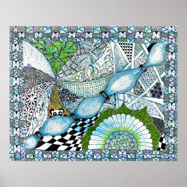 Blue Panda World Print Poster (Vorne)