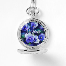 Blue Pansies Pansy Flower Floral Personalized Armbanduhr