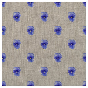 Blue Pansy auf Natural Linen Stoff