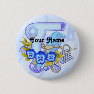 Blue Pansy Beautician Button