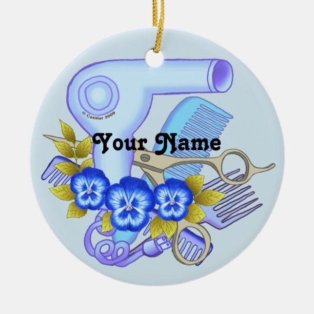 Blue Pansy Beautician Keramik Ornament (Vorne)