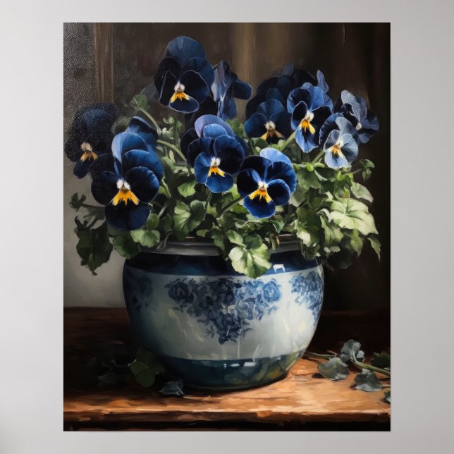 Blue Pansy Blume Art Print Poster (Vorne)