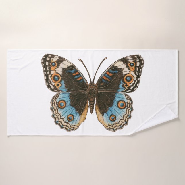 Blue Pansy Butterfly Badhandtuch Set (Badehandtuch)