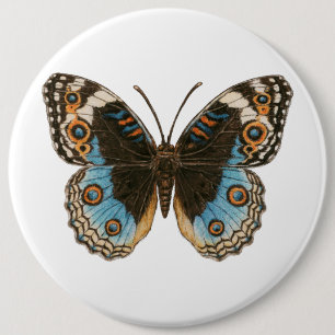Blue Pansy Butterfly Button