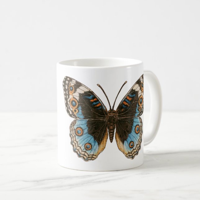 Blue Pansy Butterfly Kaffeetasse (VorderseiteRechts)
