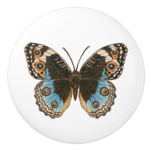Blue Pansy Butterfly Keramikknauf