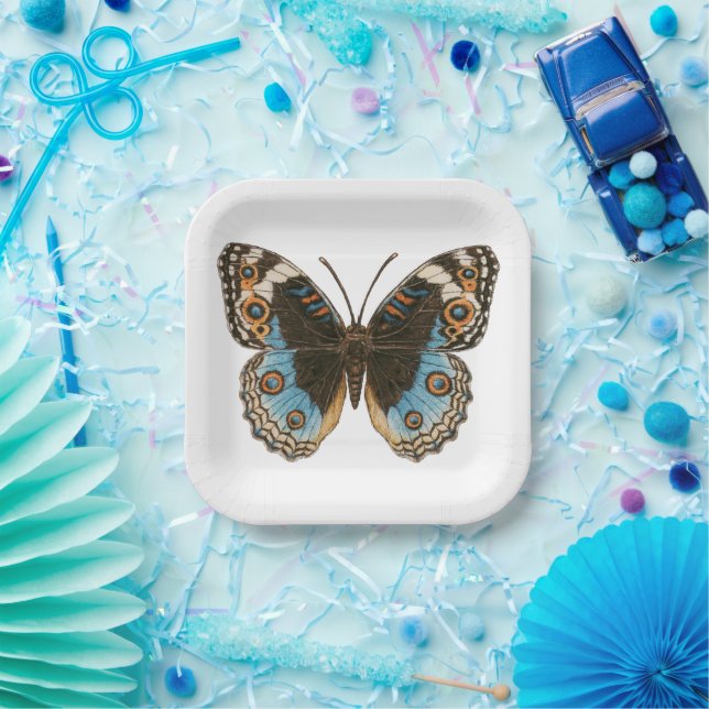 Blue Pansy Butterfly Pappteller (Party)