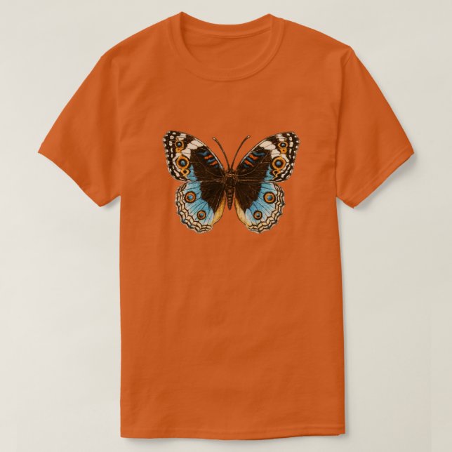 Blue Pansy Butterfly T-Shirt (Design vorne)