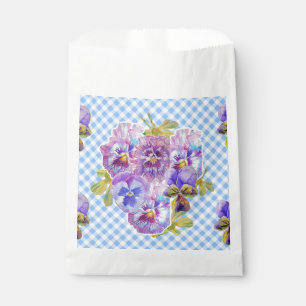 Blue Pansy Karo Blume Blumenkästen Gastgeschenk Geschenktütchen