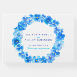 Blue Pansy Kranz Aquarell Hochzeitsgast-Buch Gästebuch