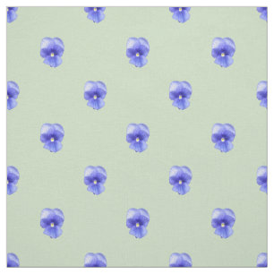 Blue Pansy on Mint - Stoff