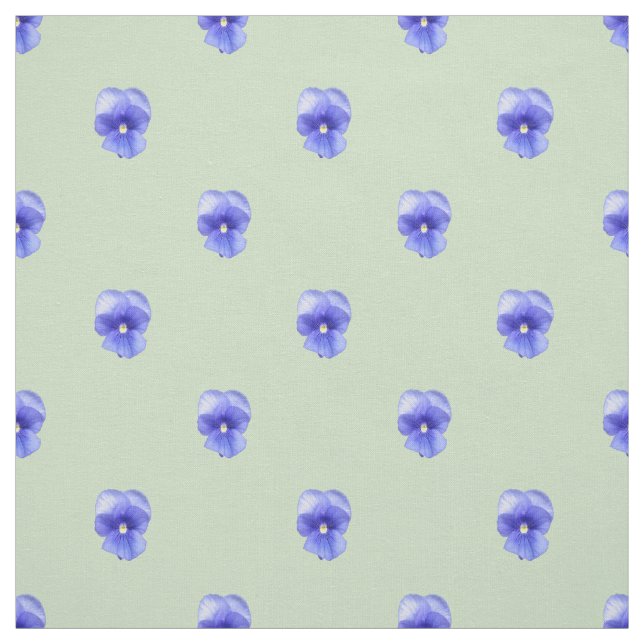 Blue Pansy on Mint - Stoff (Muster)