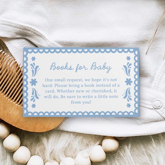 Blue Papel Picado Buchanfragemarke Begleitkarte (Blue Papel Picado Baby Shower books for baby card)