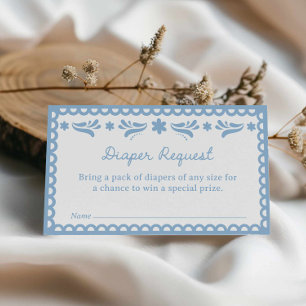 Blue Papel Picado Diaper Raffle Ticket Begleitkarte