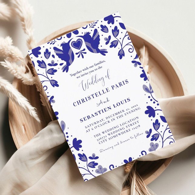 Blue Papel Picado Inspiriert Hochzeit Einladung (Von Creator hochgeladen)