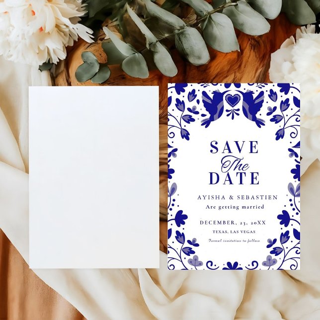 Blue Papel Picado Inspiriert Hochzeit Save The Date (Von Creator hochgeladen)