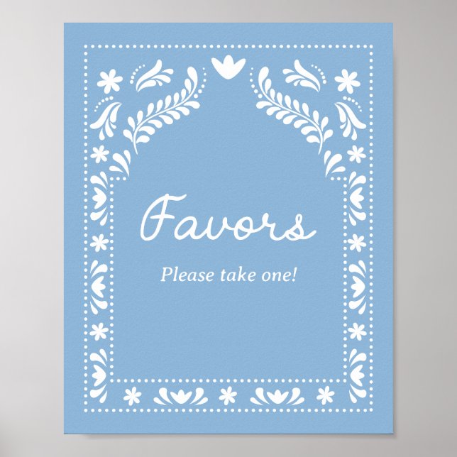 Blue Papel Picado Lieblingszeichen Poster (Vorne)