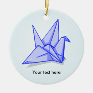 Blue Paper Crane Keramikornament