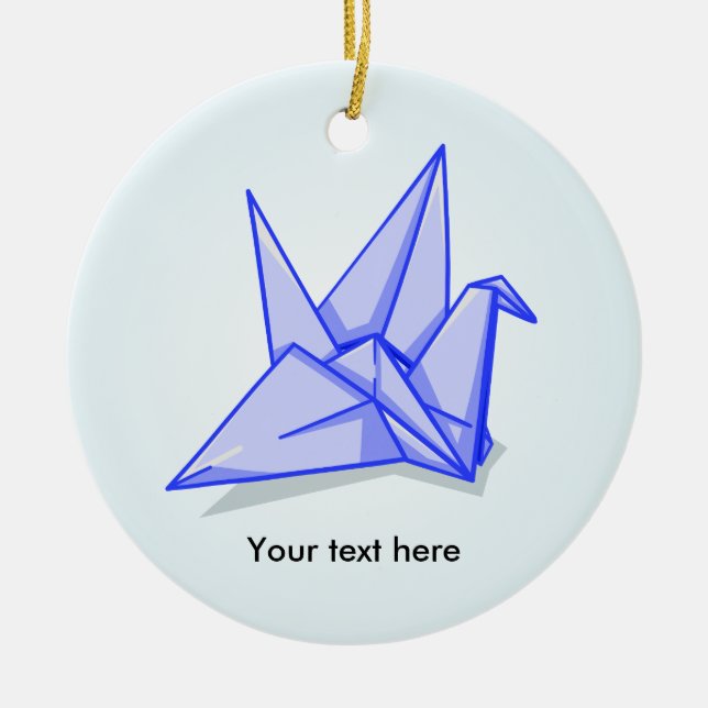 Blue Paper Crane Keramikornament (Vorne)