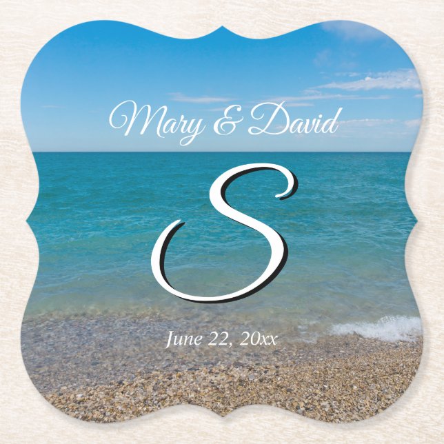 Blue Paradise Wedding Paper Untersetzer (Vorderseite)