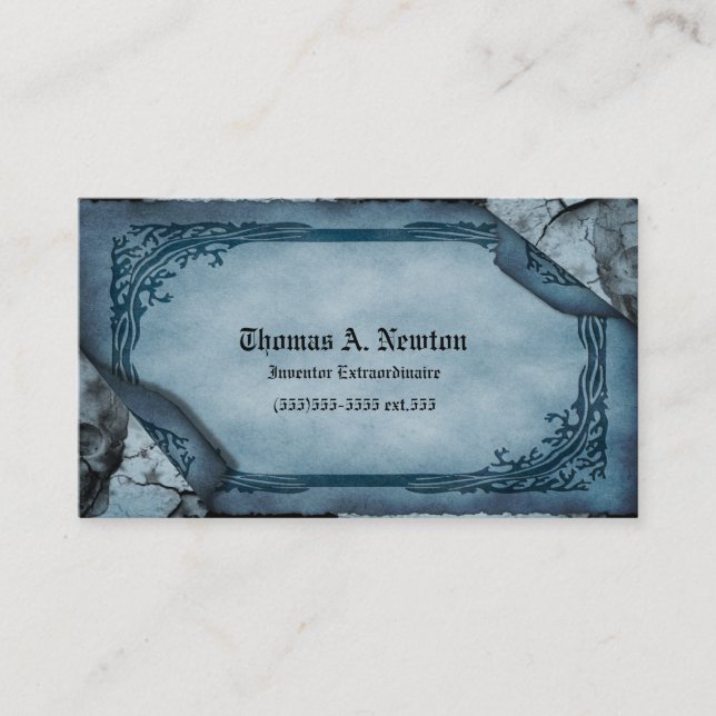 Blue Parchment Calling Card Gothic Business Card Telefonnummerkarte (Vorderseite)