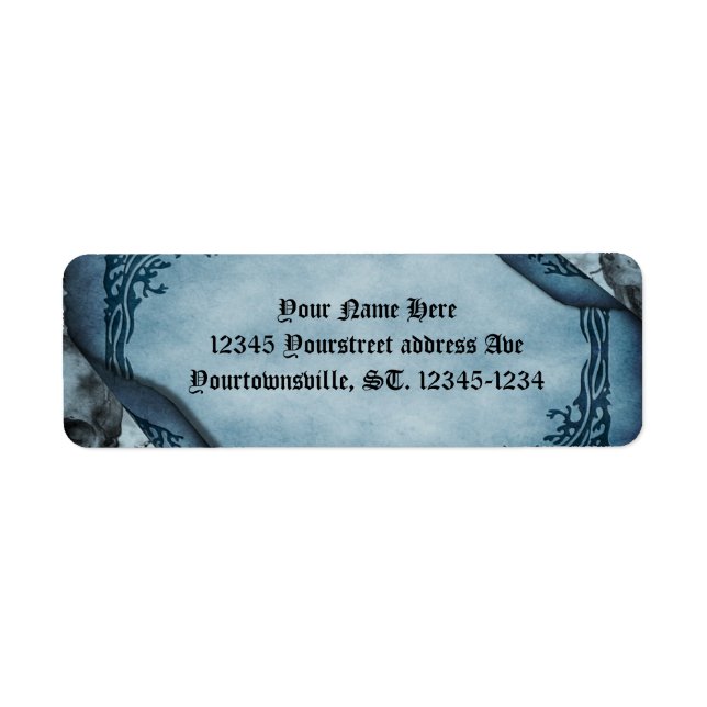 Blue Parchment Scroll Gothic Rücksendeadresse (Vorne)