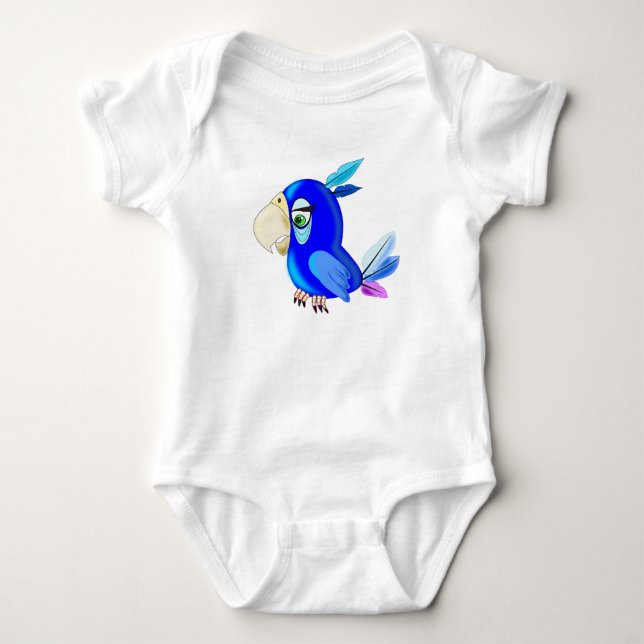 Blue Parrot Baby Bodysuit Strampler (Vorderseite)